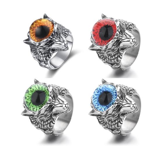 304 Stainless Steel Finger Ring, with Acrylic, Wolf, different size for choice & for man & blacken, more colors for choice, US Ring Size:7-13, Sold By PC