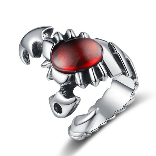 acero inoxidable 304 anillo, con Acrílico, Escorpión, diverso tamaño para la opción & para hombre & ennegrezca, color original, tamaño:7-13, Vendido por UD