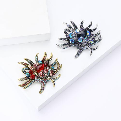 Tibetan Style Brooches, Flower, plated, for woman & with rhinestone, more colors for choice, nickel, lead & cadmium free, Sold By PC