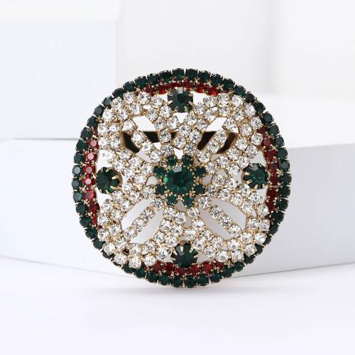 Tibetan Style Brooches, Round, silver color plated, for woman & with rhinestone, nickel, lead & cadmium free, Sold By PC