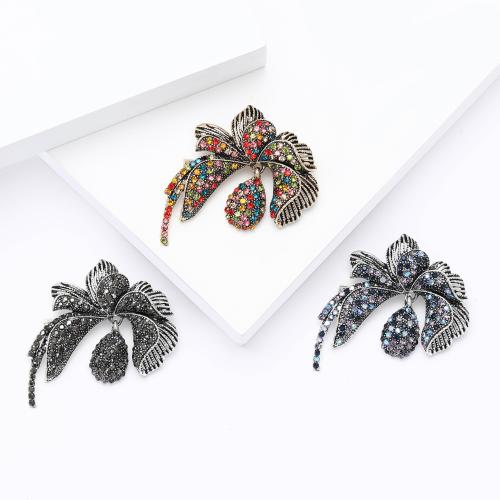 Tibetan Style Brooches, Flower, plated, for woman & with rhinestone, more colors for choice, nickel, lead & cadmium free, Sold By PC