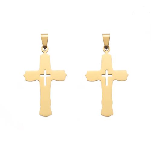 Stainless Steel Cross Pendants, 304 Stainless Steel, gold color plated, DIY, golden, 26x5x53mm, 10PCs/Bag, Sold By Bag