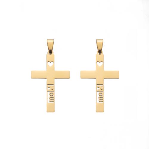 Stainless Steel Cross Pendants, 304 Stainless Steel, gold color plated, DIY, golden, 25x5x51mm, 10PCs/Bag, Sold By Bag