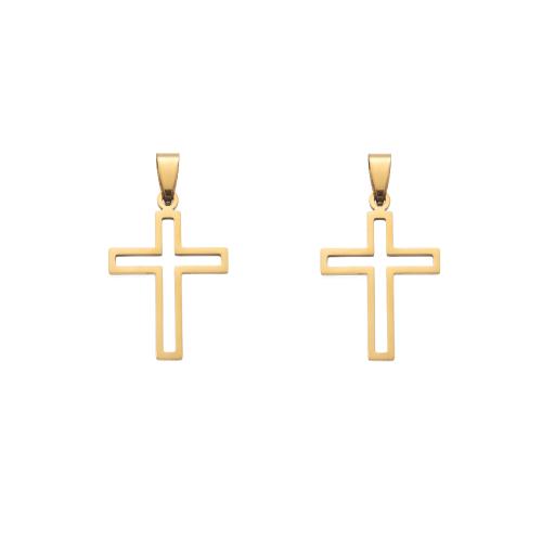 Stainless Steel Cross Pendants, 304 Stainless Steel, gold color plated, DIY, golden, 23x5x43mm, 10PCs/Bag, Sold By Bag