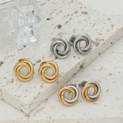 Boucle d'oreille de gaujon en acier inoxydable, Acier inoxydable 304, Placage, bijoux de mode & pour femme & creux, plus de couleurs à choisir, 12.50x13mm, Vendu par paire