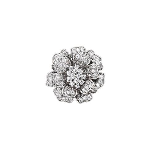 laiton broche, pavé de micro zircon & pour femme, argent, 21x21mm, Vendu par PC