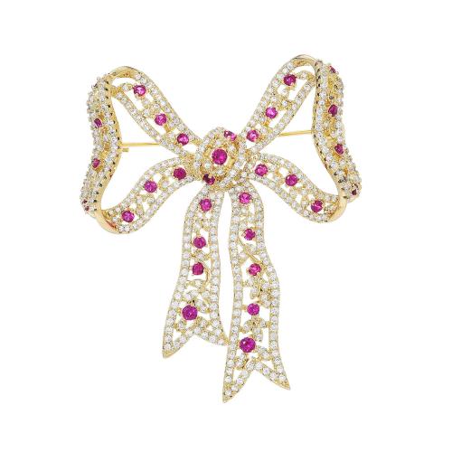 Brass Brooch, plated, micro pave cubic zirconia & for woman, golden, 54x43mm, Sold By PC