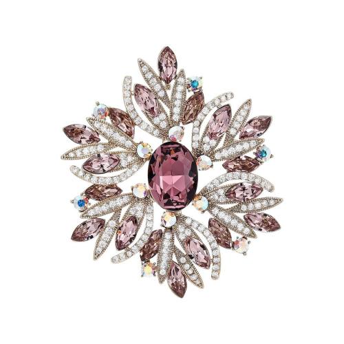 Broche cristal, laiton, avec Cristal autrichien, Placage, pavé de micro zircon & pour femme, doré, 64x60mm, Vendu par PC