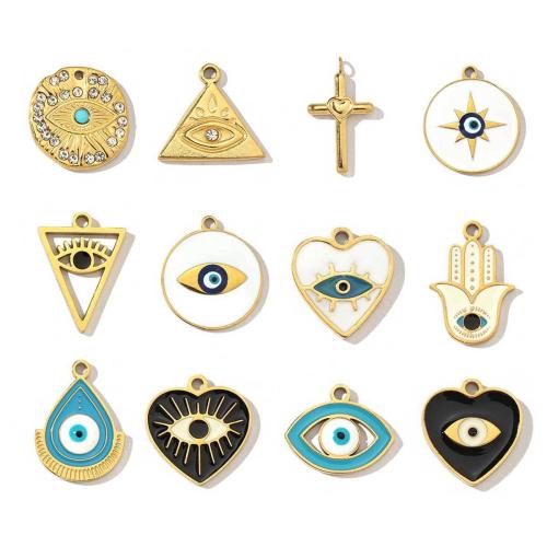 Stainless Steel Pendants, 304 Stainless Steel, Vacuum Ion Plating, DIY & evil eye pattern & different styles for choice & micro pave cubic zirconia & enamel, more colors for choice, Sold By PC