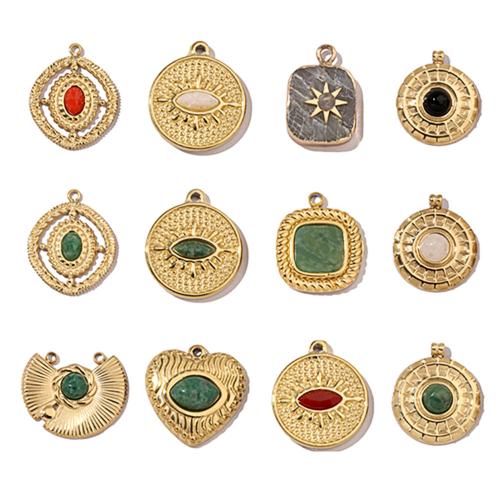 Stainless Steel Pendants, 304 Stainless Steel, with Gemstone, Vacuum Ion Plating, DIY & different styles for choice, more colors for choice, Sold By PC