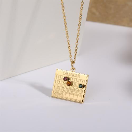 Stainless Steel Jewelry Necklace, 304 Stainless Steel, Vacuum Ion Plating, micro pave cubic zirconia & for woman, more colors for choice, Length:21-50 cm, Sold By PC