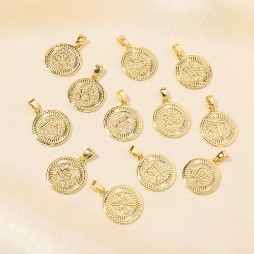 Brass Jewelry Pendants, Vacuum Ion Plating, Zodiac symbols jewelry & DIY, more colors for choice, Sold By PC