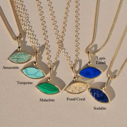 Stainless Steel Jewelry Necklace, 304 Stainless Steel, with Gemstone, Vacuum Ion Plating, different styles for choice & for woman, more colors for choice, Length:41-50 cm, Sold By PC