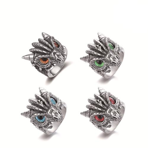 304 Stainless Steel Finger Ring, with Acrylic, Dragon, Unisex & different size for choice & blacken, more colors for choice, US Ring Size:7-14, Sold By PC