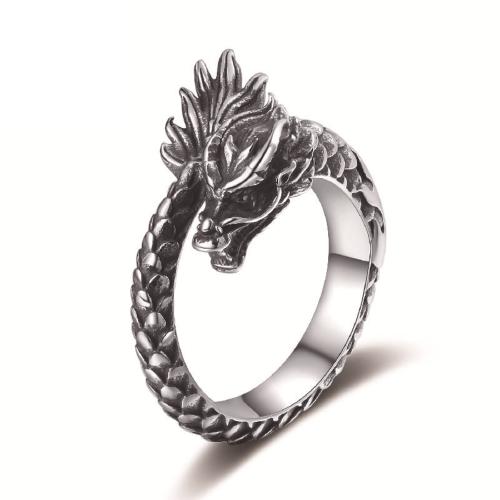 304 Stainless Steel Finger Ring, Dragon, different size for choice & for man & blacken, original color, US Ring Size:6-12, Sold By PC