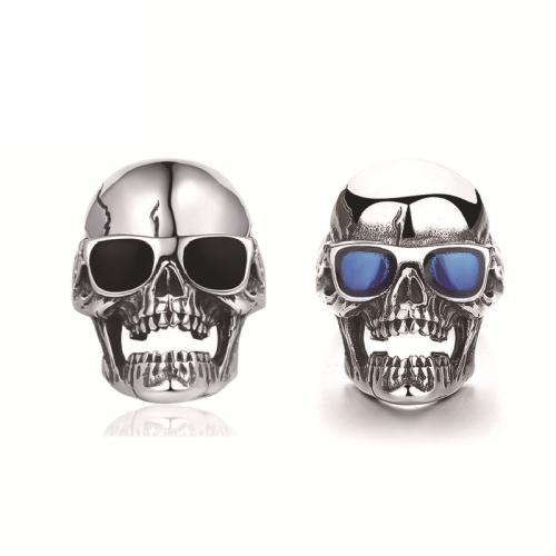 304 Stainless Steel Finger Ring, Skull, different size for choice & for man & epoxy gel & blacken, more colors for choice, US Ring Size:7-14, Sold By PC