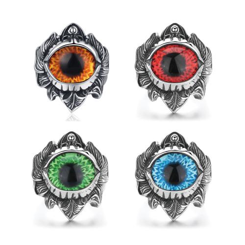 304 Stainless Steel Finger Ring, with Acrylic, Evil Eye, different size for choice & for man & blacken, more colors for choice, US Ring Size:7-14, Sold By PC