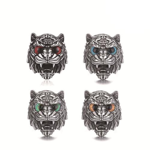 304 Stainless Steel Finger Ring, Tiger, different size for choice & for man & blacken, more colors for choice, US Ring Size:7-14, Sold By PC