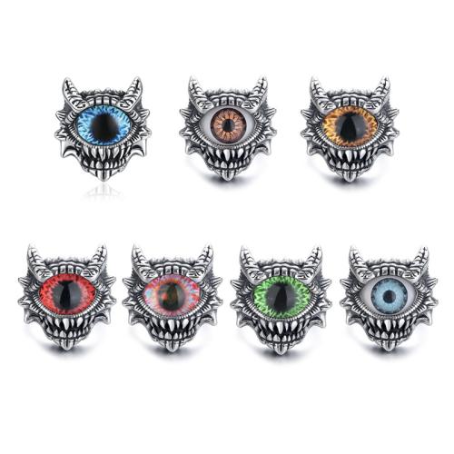 304 Stainless Steel Finger Ring, with Acrylic, Evil Eye, different size for choice & for man & blacken, more colors for choice, US Ring Size:7-14, Sold By PC