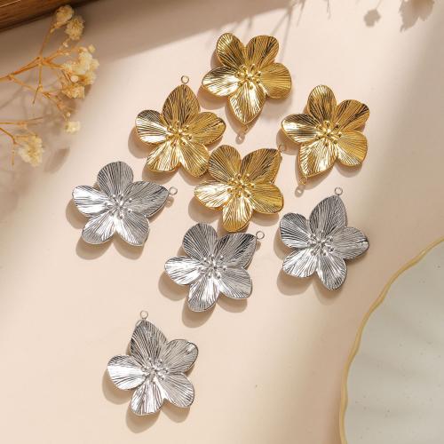 Stainless Steel Flower Pendant, 304 Stainless Steel, Vacuum Ion Plating, DIY, more colors for choice, 31x36mm, 10PCs/Bag, Sold By Bag