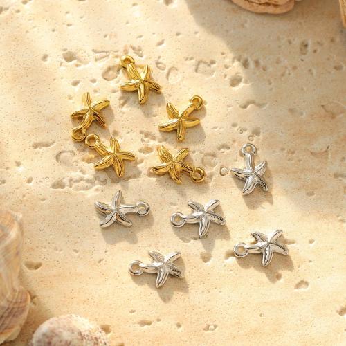 Stainless Steel Animal Pendants, 304 Stainless Steel, Starfish, Vacuum Ion Plating, DIY, more colors for choice, 10x14mm, 10PCs/Bag, Sold By Bag