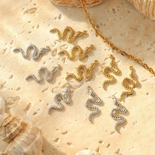 Stainless Steel Animal Pendants, 304 Stainless Steel, Snake, Vacuum Ion Plating, DIY, more colors for choice, 13x21mm, 10PCs/Bag, Sold By Bag