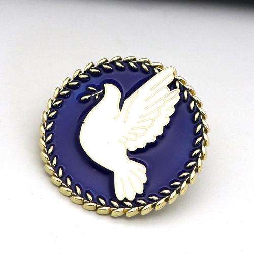 Tibetan Style Brooches, Dove, gold color plated, enamel, nickel, lead & cadmium free, 37x37mm, Approx 100PCs/Bag, Sold By Bag