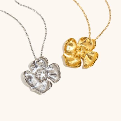 Stainless Steel Jewelry Necklace, 304 Stainless Steel, Flower, plated, for woman, more colors for choice, Sold By PC