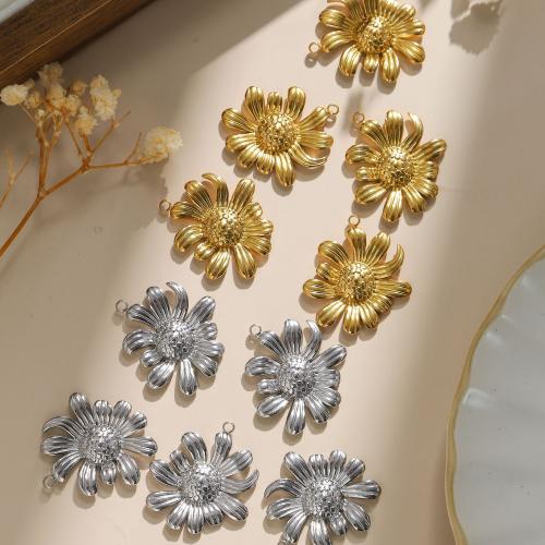 Stainless Steel Flower Pendant, 304 Stainless Steel, plated, DIY, more colors for choice, 10PCs/Bag, Sold By Bag