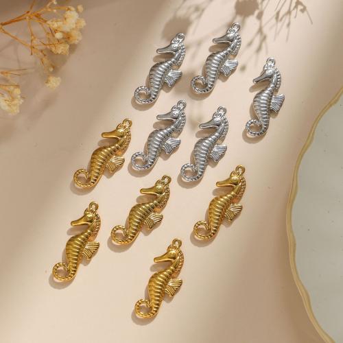 Acier inoxydable animaux Pendentifs, Acier inoxydable 304, hippocampe, Placage, DIY, plus de couleurs à choisir, 10PC/sac, Vendu par sac