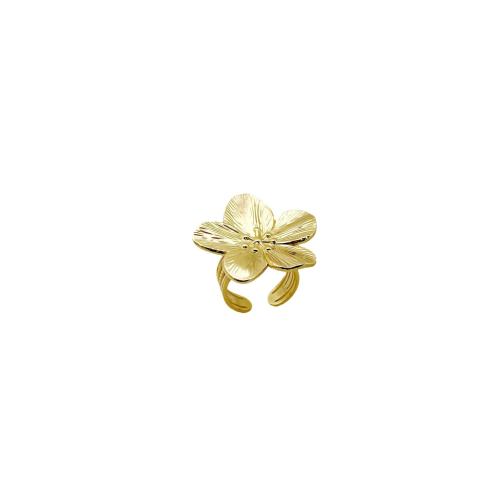 Stainless Steel Finger Ring, 304 Stainless Steel, Flower, gold color plated, fashion jewelry, golden, Sold By PC