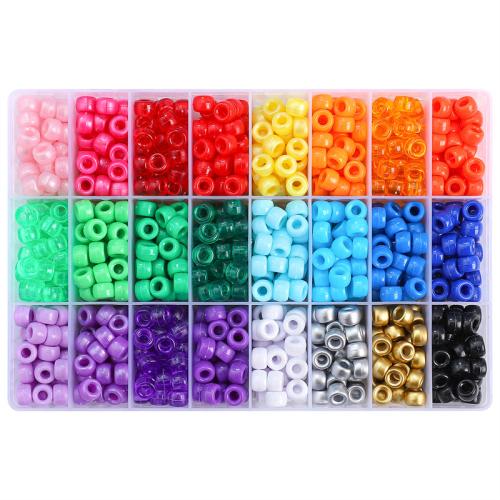 Perles en plastique, DIY, couleurs mélangées, 9x6mm, Environ 1200PC/boîte, Vendu par boîte