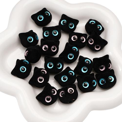 Resin Jewelry Beads, with Flocking Fabric, Cat, DIY, more colors for choice, 19x17mm, Sold By PC