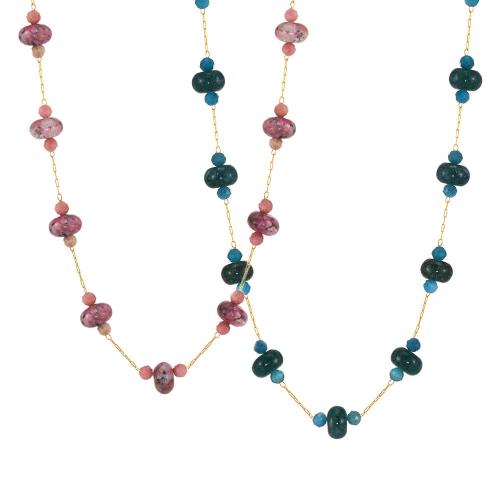 Collier de bijoux en acier inoxydable, Acier inoxydable 304, avec Pierre naturelle, avec 5cm chaînes de rallonge, Plaqué or 18K, bijoux de mode & pour femme, plus de couleurs à choisir, Longueur:Environ 40 cm, Vendu par PC