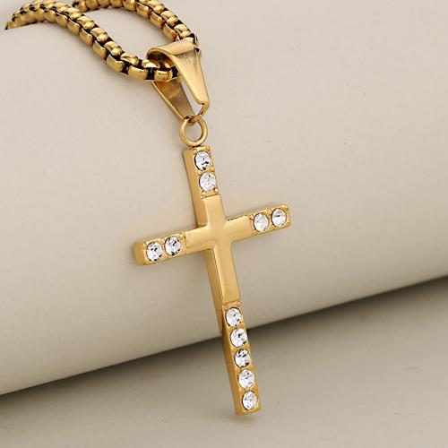 Stainless Steel Cross Pendants, 304 Stainless Steel, plated, DIY & with rhinestone, more colors for choice, Sold By PC