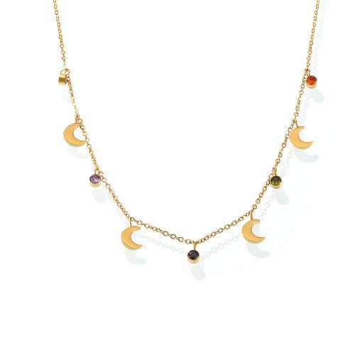 Collier de bijoux en acier inoxydable, Acier inoxydable 304, avec 1.9 Inch chaînes de rallonge, Plaqué d'or 18K, bijoux de mode & pour femme & avec strass, plus de couleurs à choisir, Longueur:Environ 15.7 pouce, Vendu par PC