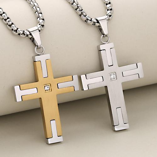 Stainless Steel Cross Pendants, 304 Stainless Steel, plated, DIY & with rhinestone, more colors for choice, Sold By PC