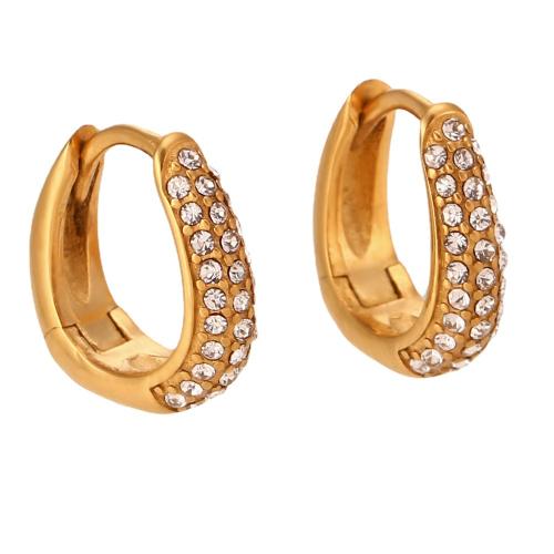 Stainless Steel Lever Back Earring, 316L Stainless Steel, 18K gold plated, fashion jewelry & micro pave cubic zirconia & for woman, Sold By Pair