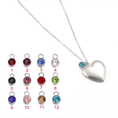 Fashion Locket Necklace, 316L Stainless Steel, Heart, DIY & Unisex & micro pave cubic zirconia, more colors for choice, Length:45 cm, Sold By PC