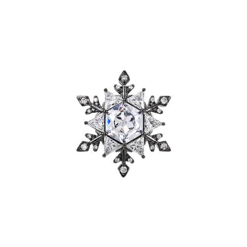 Broche bijoux de mode, laiton, pavé de micro zircon & pour femme, argent, 19x19mm, Vendu par PC