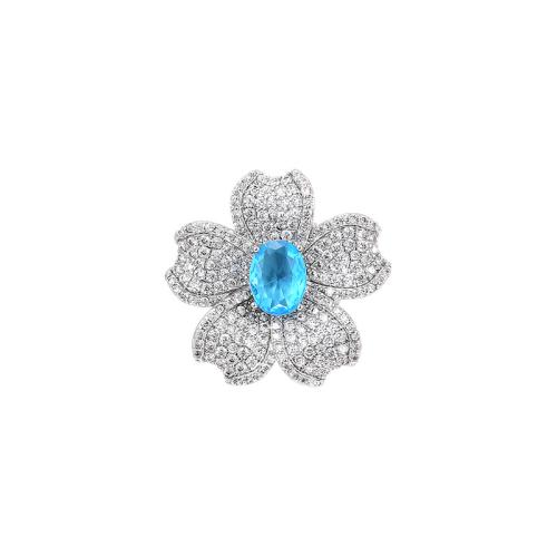 Broche bijoux de mode, laiton, Placage, pavé de micro zircon & pour femme, argent, 23x23mm, Vendu par PC