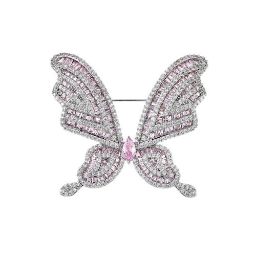 Fashion Brooch Jewelry, Brass, plated, micro pave cubic zirconia & for woman, silver color, 43x47mm, Sold By PC