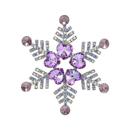 Broche cristal, laiton, avec Cristal autrichien, Placage, pavé de micro zircon & pour femme, argent, 58x59mm, Vendu par PC