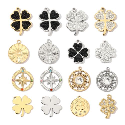 Stainless Steel Pendants, 304 Stainless Steel, Vacuum Ion Plating, DIY & different styles for choice & micro pave cubic zirconia, more colors for choice, Sold By PC