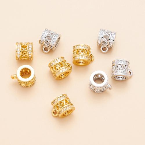 Brass Bail Beads, Vacuum Ion Plating, DIY & micro pave cubic zirconia, more colors for choice, Sold By PC