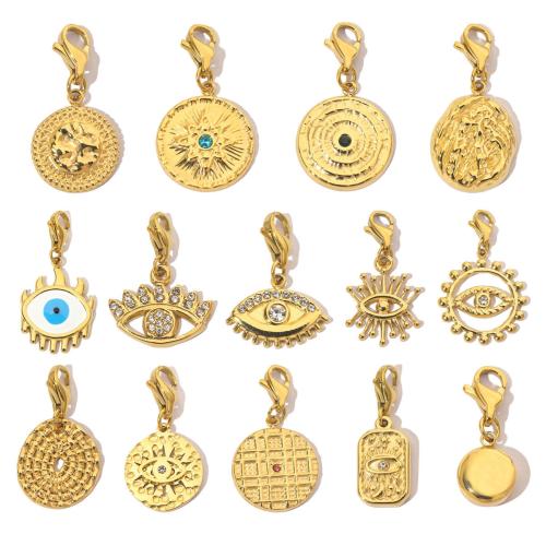 Stainless Steel Key Clasp, 304 Stainless Steel, Vacuum Ion Plating, Different Shape for Choice & DIY & enamel & with rhinestone, more colors for choice, 6PCs/Bag, Sold By Bag