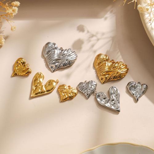 Stainless Steel Heart Pendants, 304 Stainless Steel, Vacuum Ion Plating, DIY & different size for choice, more colors for choice, 10PCs/Bag, Sold By Bag