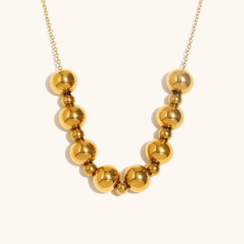 Stainless Steel Jewelry Necklace, 304 Stainless Steel, Round, gold color plated, for woman, Sold By PC