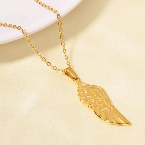 Stainless Steel Jewelry Necklace, 304 Stainless Steel, Wing Shape, plated, for woman, more colors for choice, Sold By PC