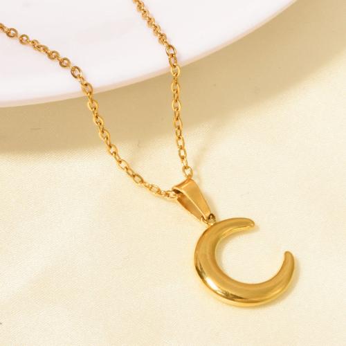 Stainless Steel Jewelry Necklace, 304 Stainless Steel, Moon, plated, for woman, more colors for choice, Sold By PC